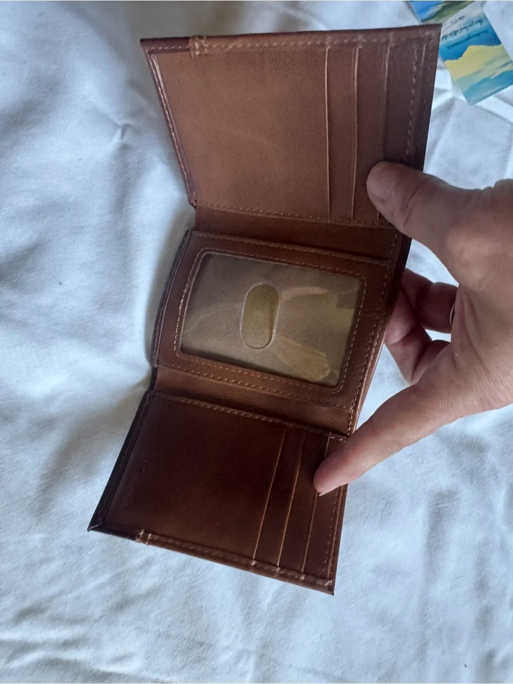 Columbia Tan and Dark Brown Leather Card Holder